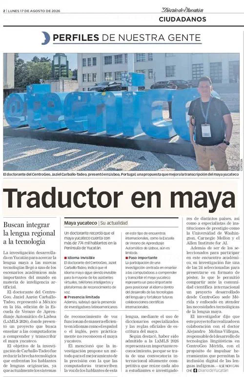 Diario de Yucatán: Traductor en maya ("Translator in Maya")